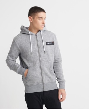 Superdry Core Logo Black Out Cipzár Férfi Kapucnis Pulóver Szürke | CUIKZ3127